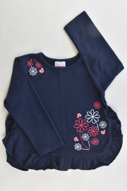 Sprout Size 1 Top with Floral Details and Ruffle Hem