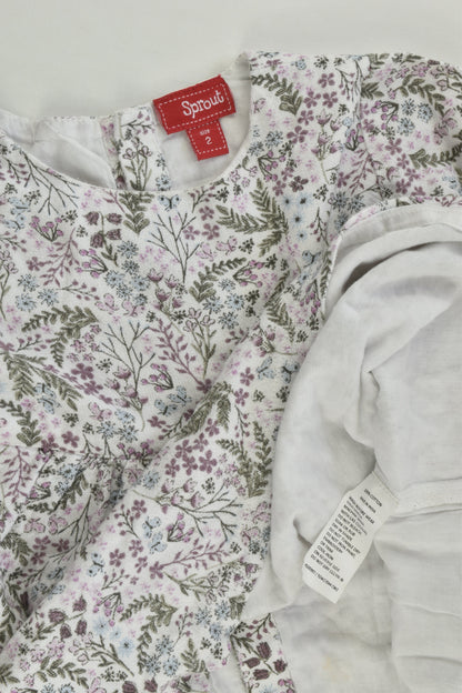 Sprout Size 2 Lined Floral Linen-feel Dress