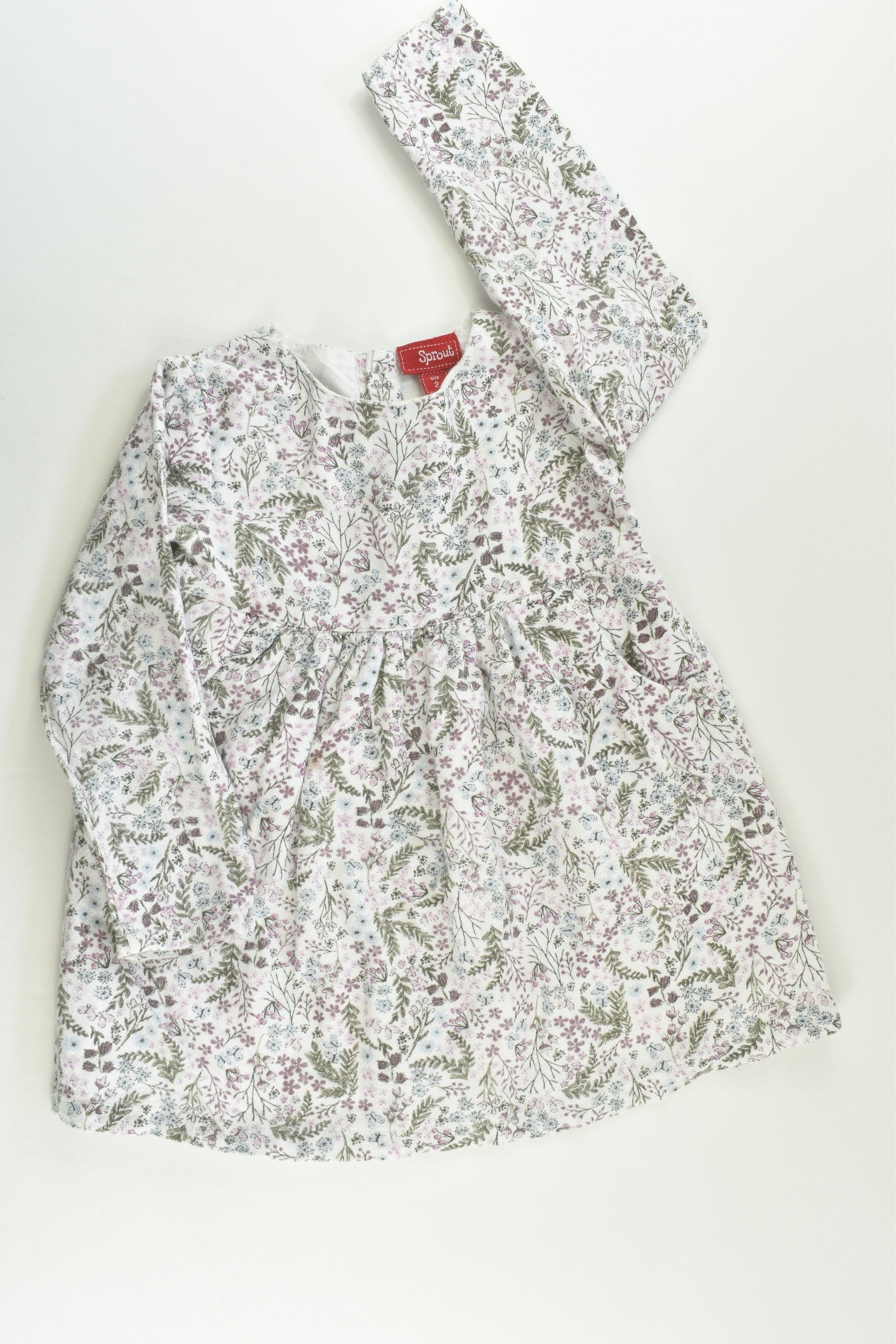 Sprout Size 2 Lined Floral Linen-feel Dress