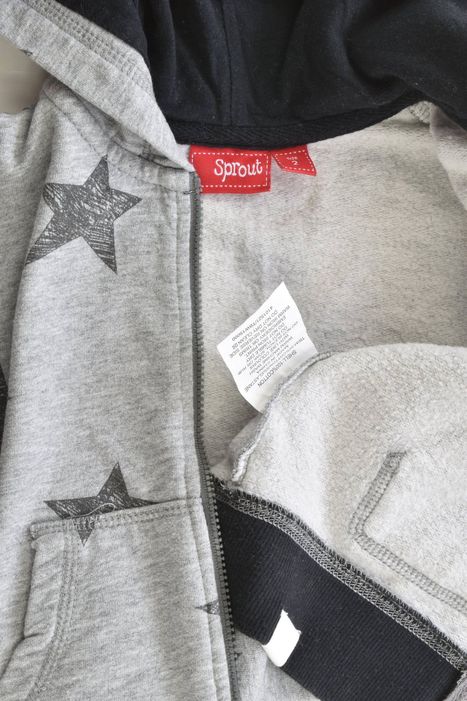 Sprout Size 2 Stars Hooded Jumper