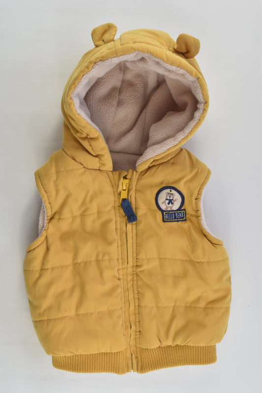 St Bernard for Dunnes Stores Size 000 (0-3 months) Mustard 'Hello Bear' Puffer Vest