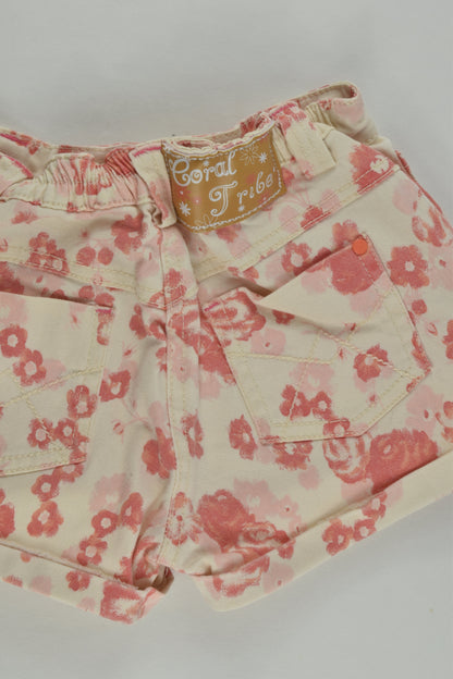 St Bernard for Dunnes Stores Size 2-3 Stretchy 'Coral Tribe' Shorts