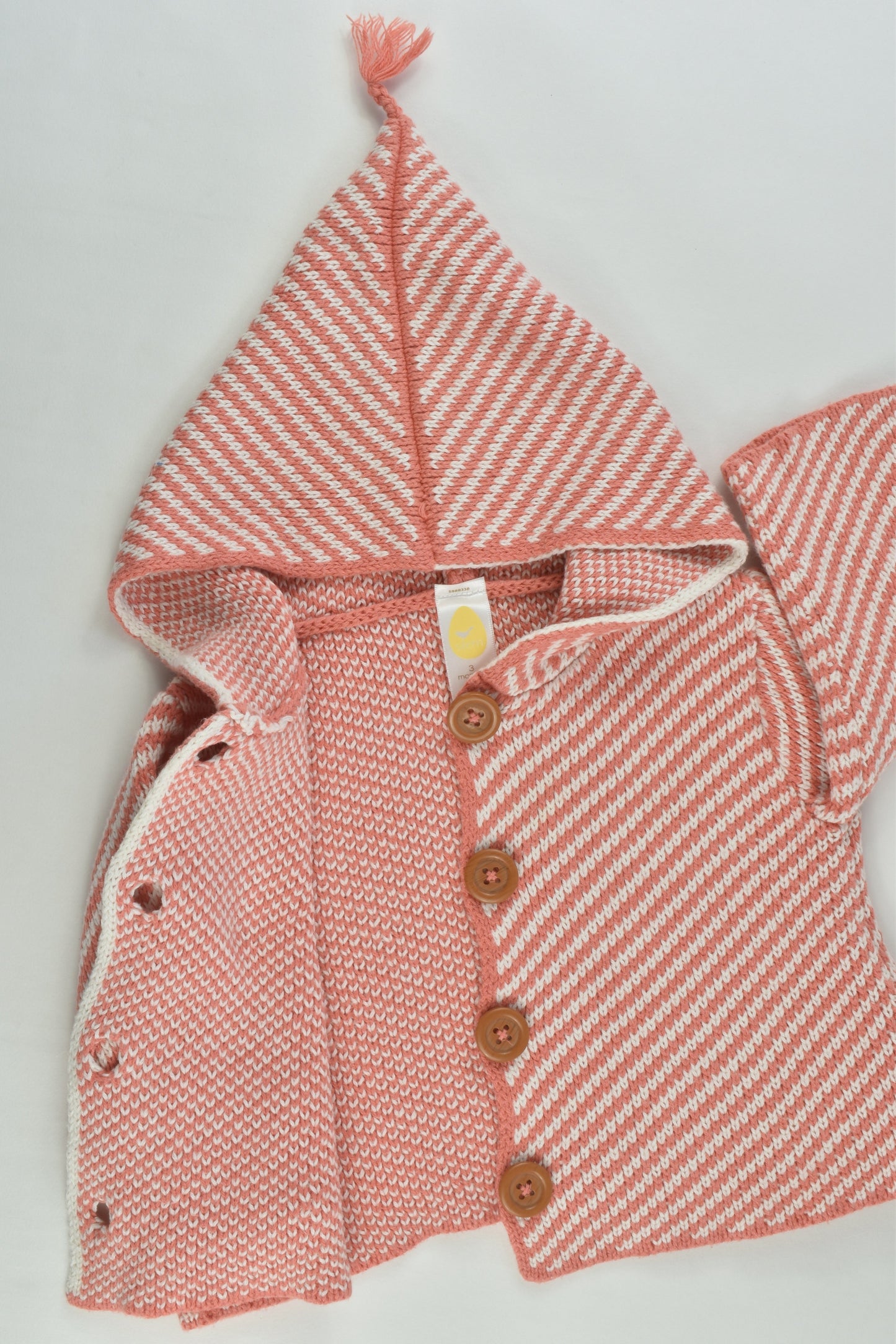 Stem (France) Size 000-00 (3 months) Organic Hooded Knitted Jumper