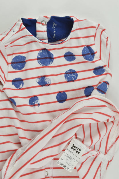 Sucre D'Orge (France) Size 0 (9 months, 74 cm) Stripes, Dots and Elephant Dress