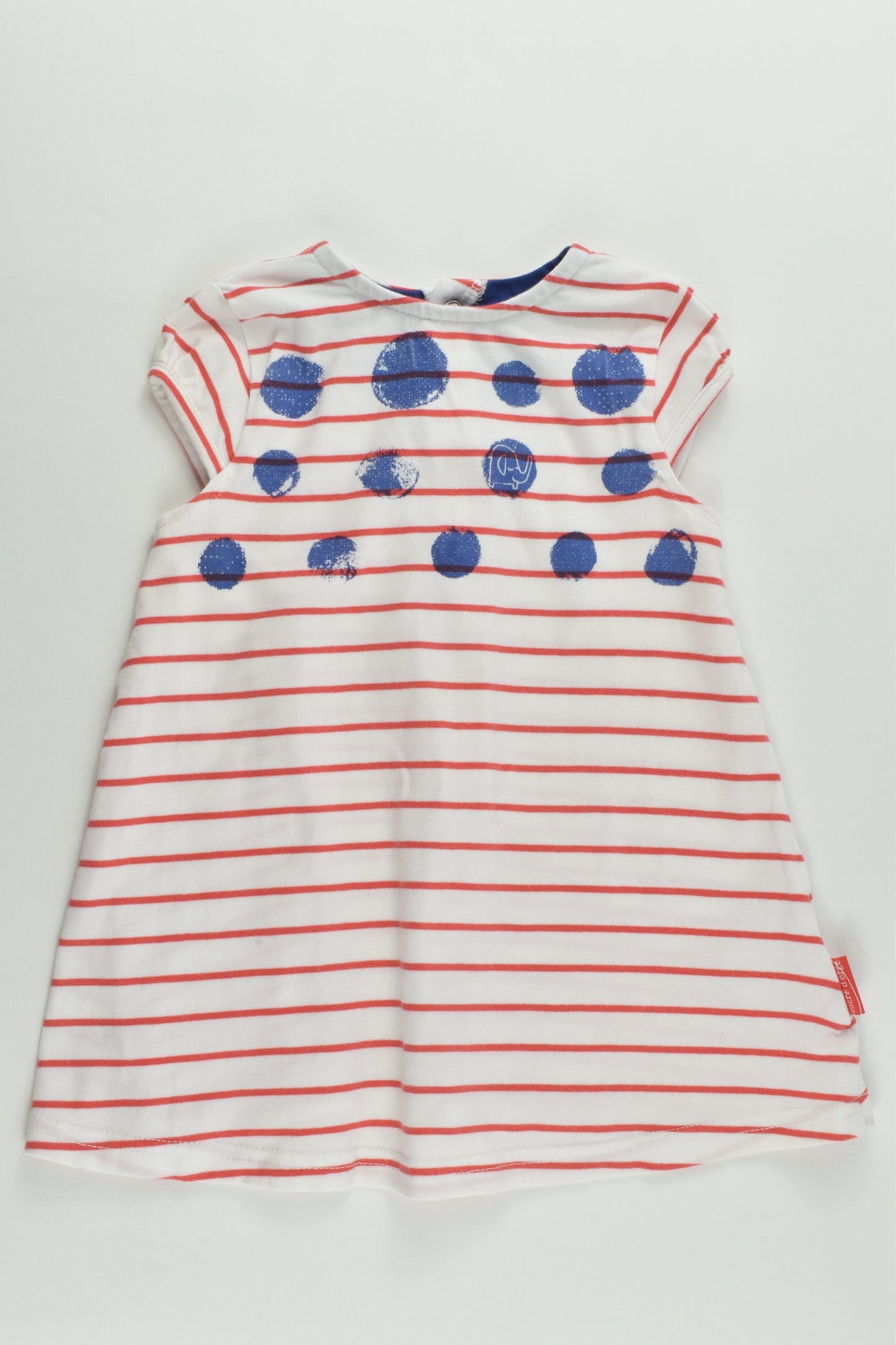 Sucre D'Orge (France) Size 0 (9 months, 74 cm) Stripes, Dots and Elephant Dress