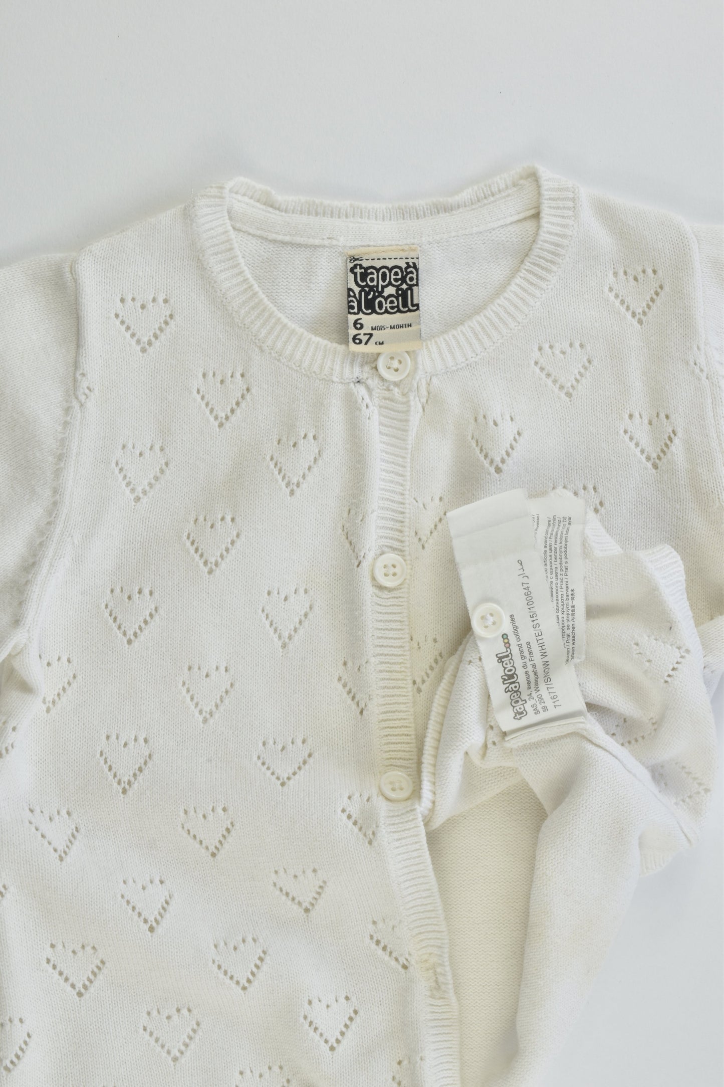 Tape à L'Oeil (France) Size 00-0 (6 months, 67 cm) Knitted Cardigan