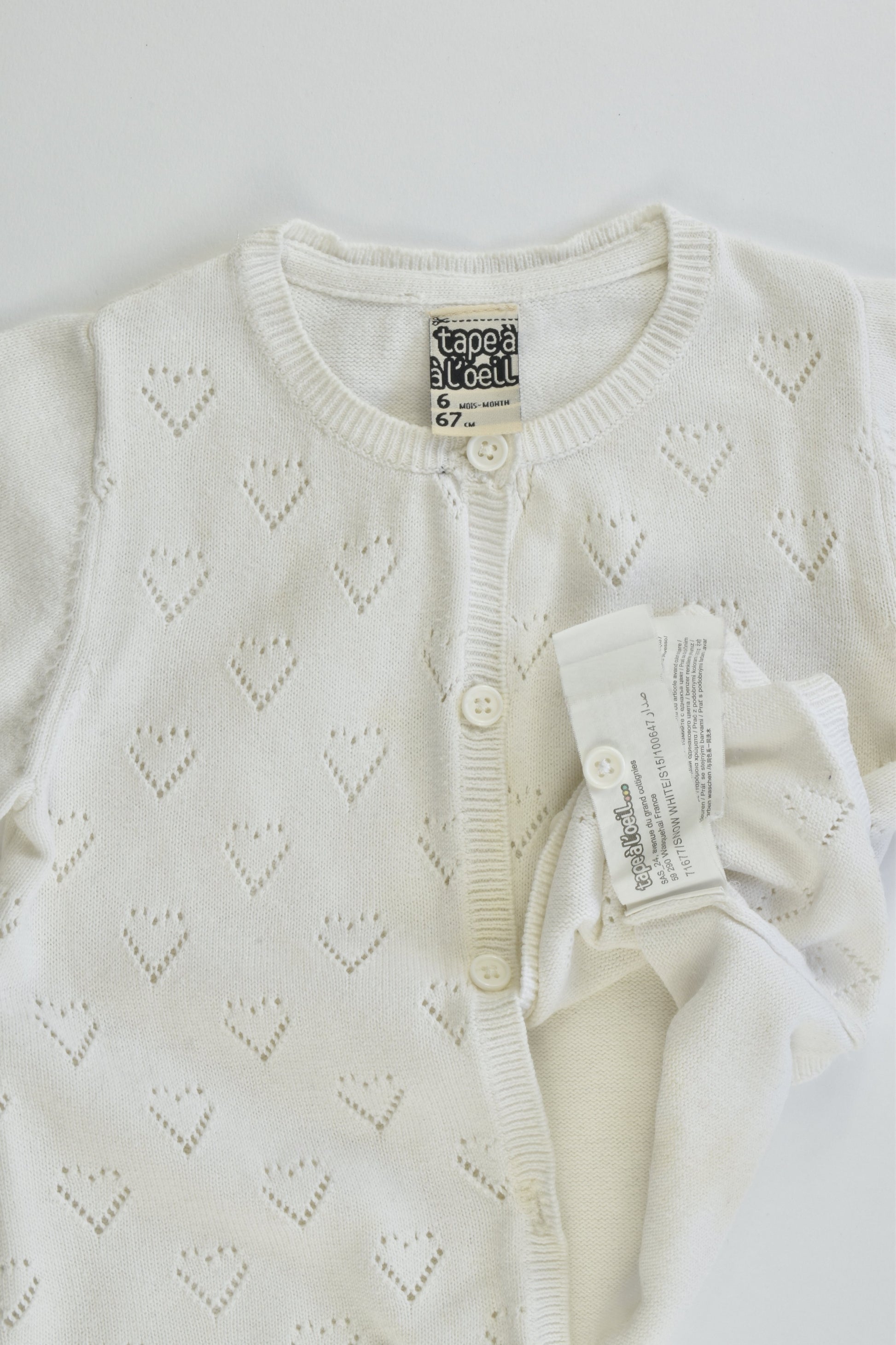 Tape à L'Oeil (France) Size 00-0 (6 months, 67 cm) Knitted Cardigan