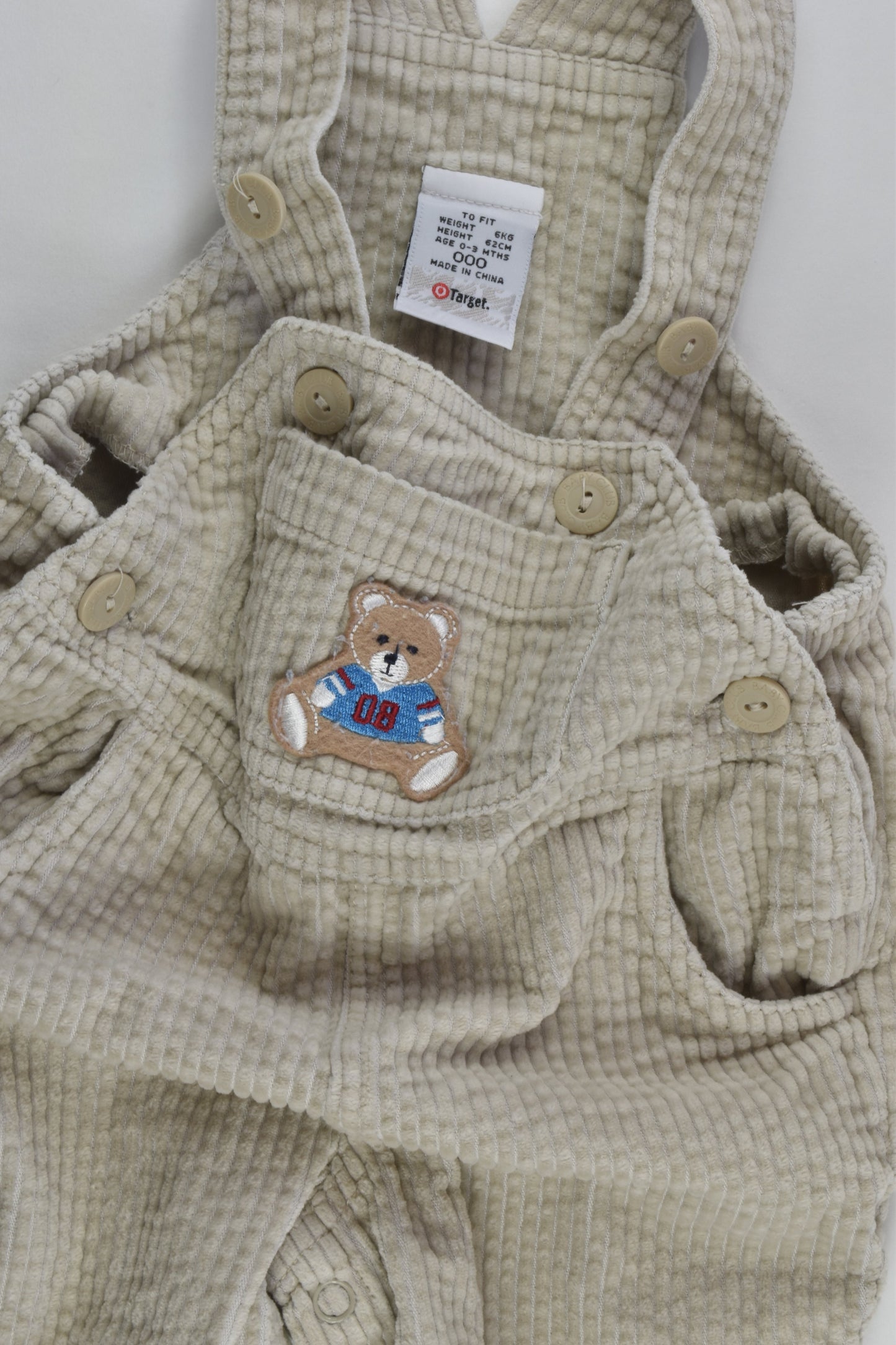 Target (Older Style) Size 000 Teddy Bear Cord Overalls