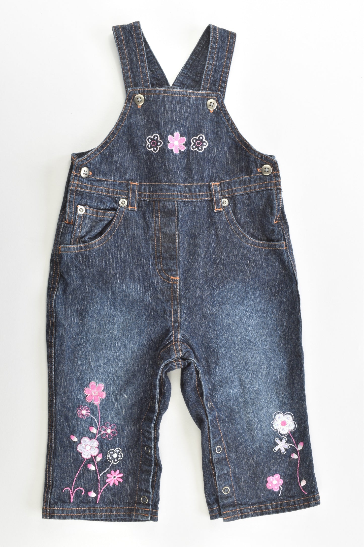Target Size 0 Denim Overalls with Floral Embroidery