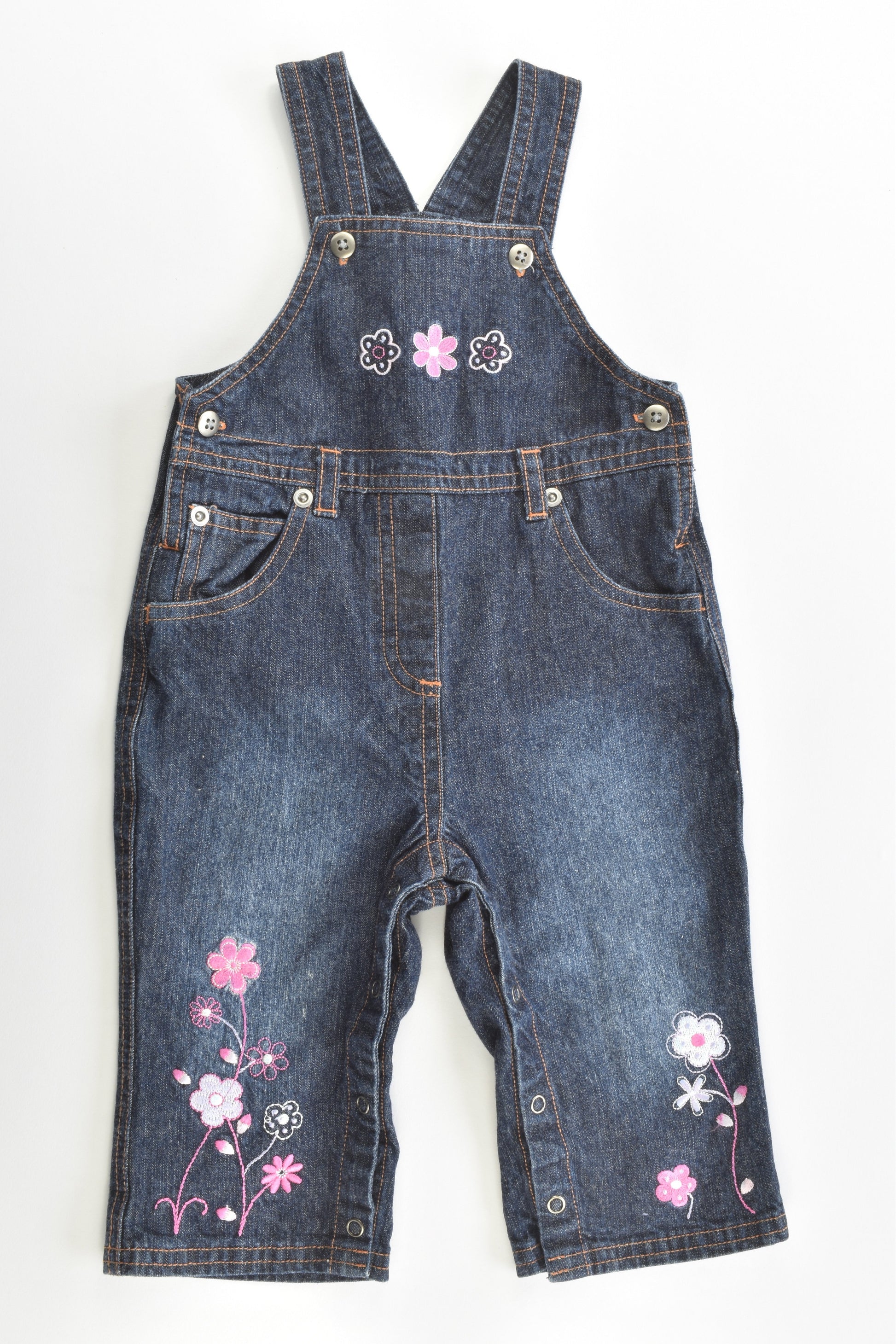 Target Size 0 Denim Overalls with Floral Embroidery