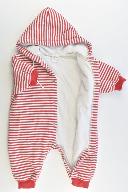 Target Size 00 (68 cm, 3-6 months) Vintage 'Baby Options' Striped Hooded Lightly Padded Pramsuit