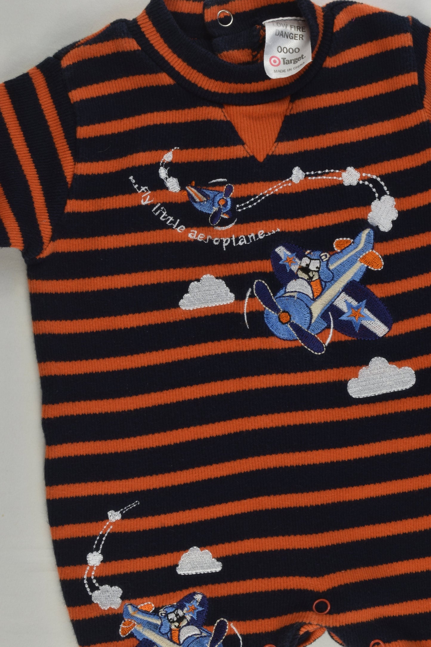 Target Size 0000 'Fly Little Aeroplane' Footed Romper