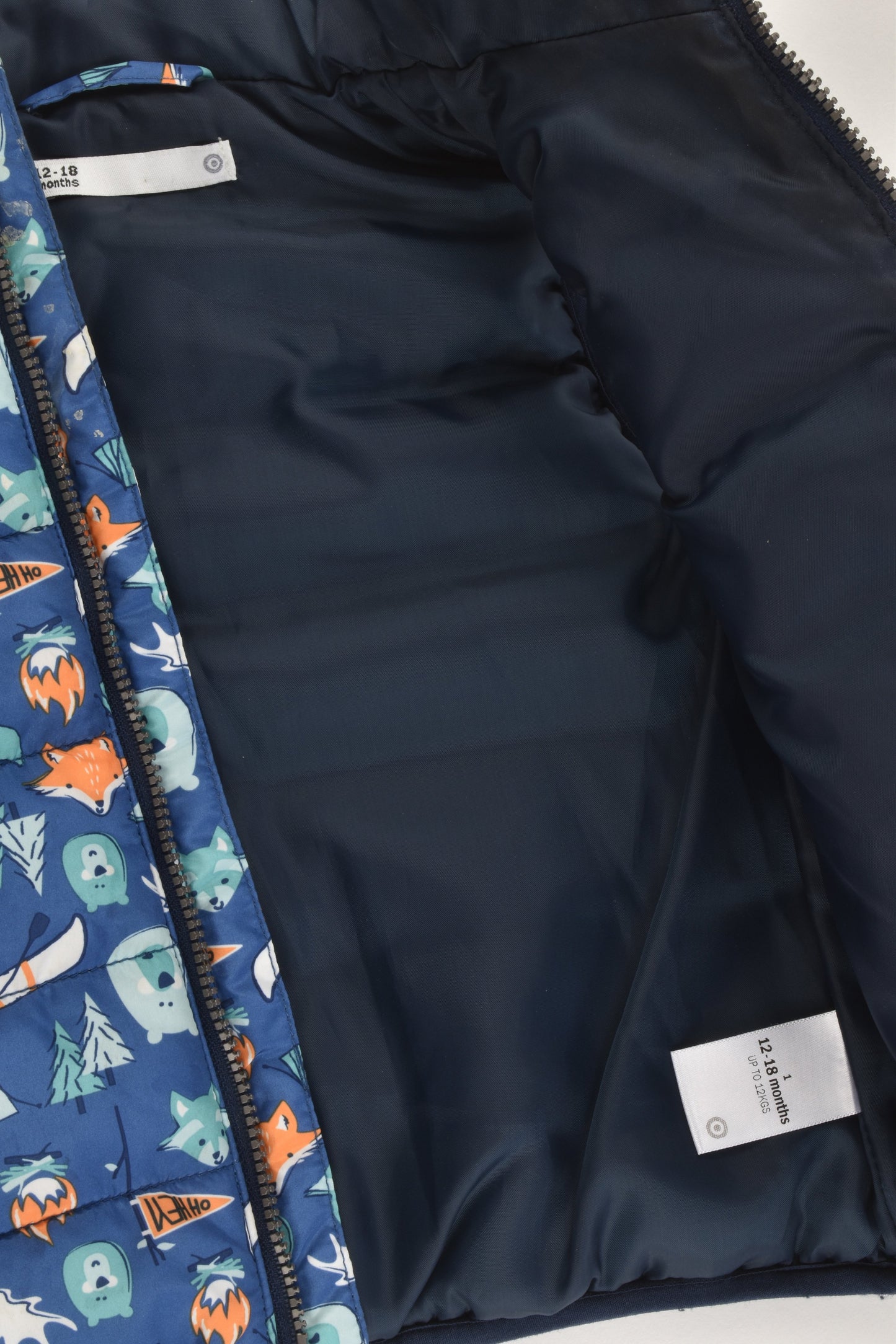 Target Size 1 (12-18 months) Animals, Tent and Canoe Puffer Vest