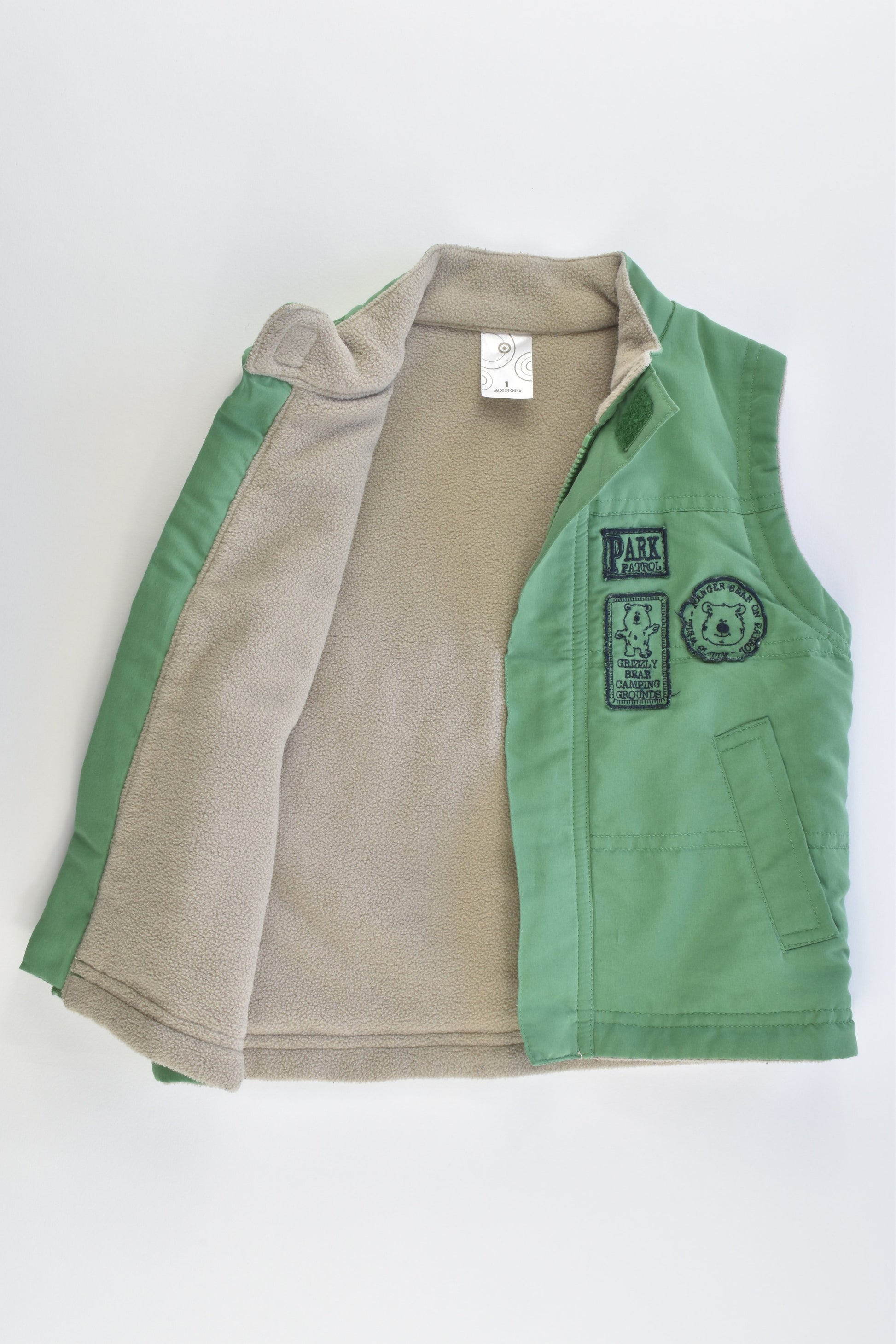Target Size 1 "Grizzly Bear Camping Grounds" Fleece Lined Vest