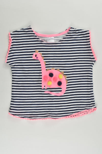Target Size 1 Striped Dinosaur Pom Pom T-shirt