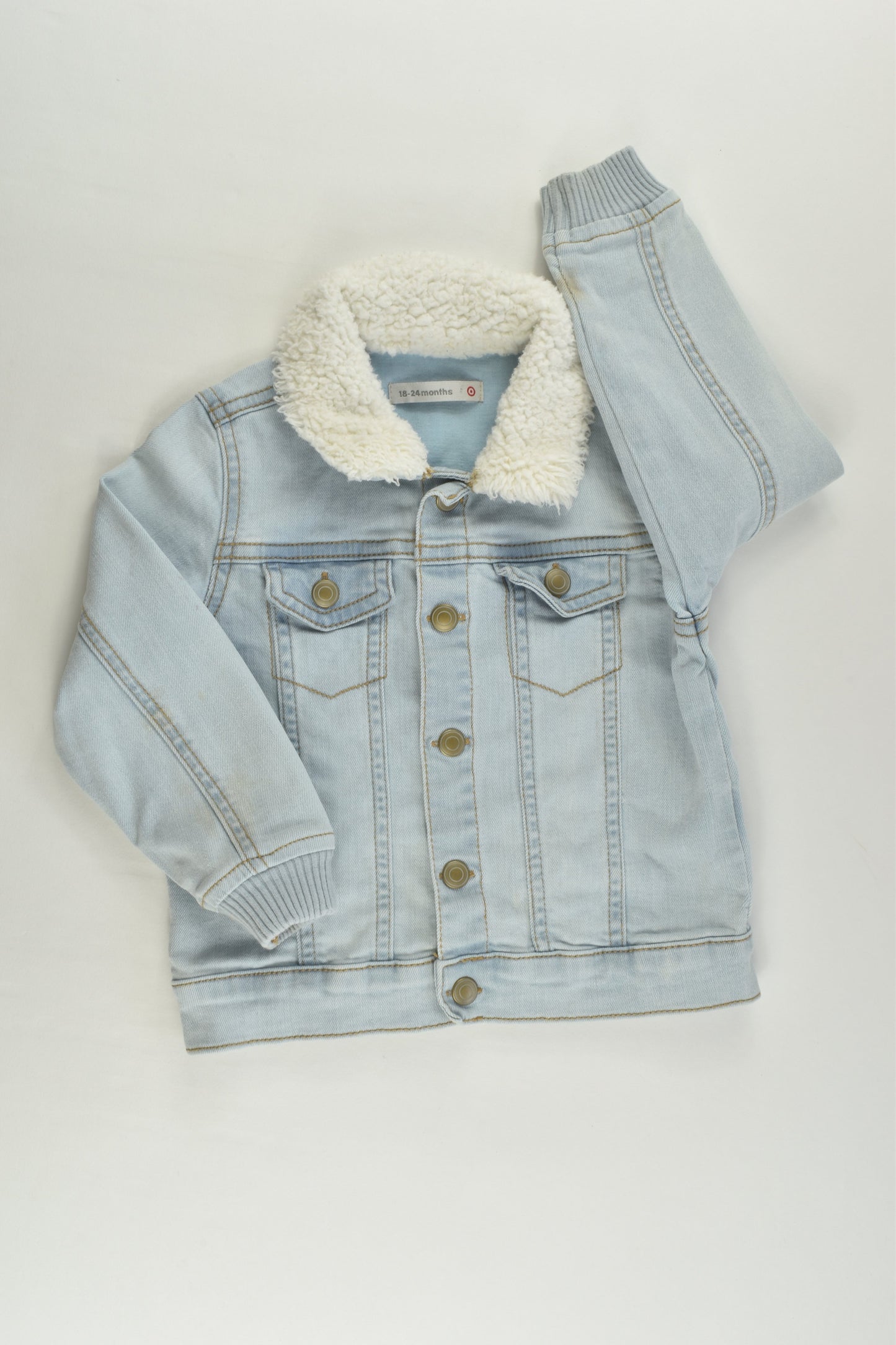 Target Size 2 Stretchy Denim Jacket with Sherpa Collar
