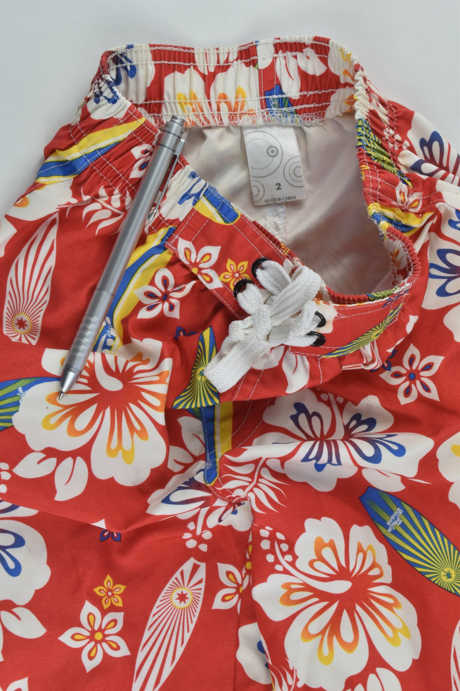 Target Size 2 Tropical Flowers and Surf Boards Board Shorts