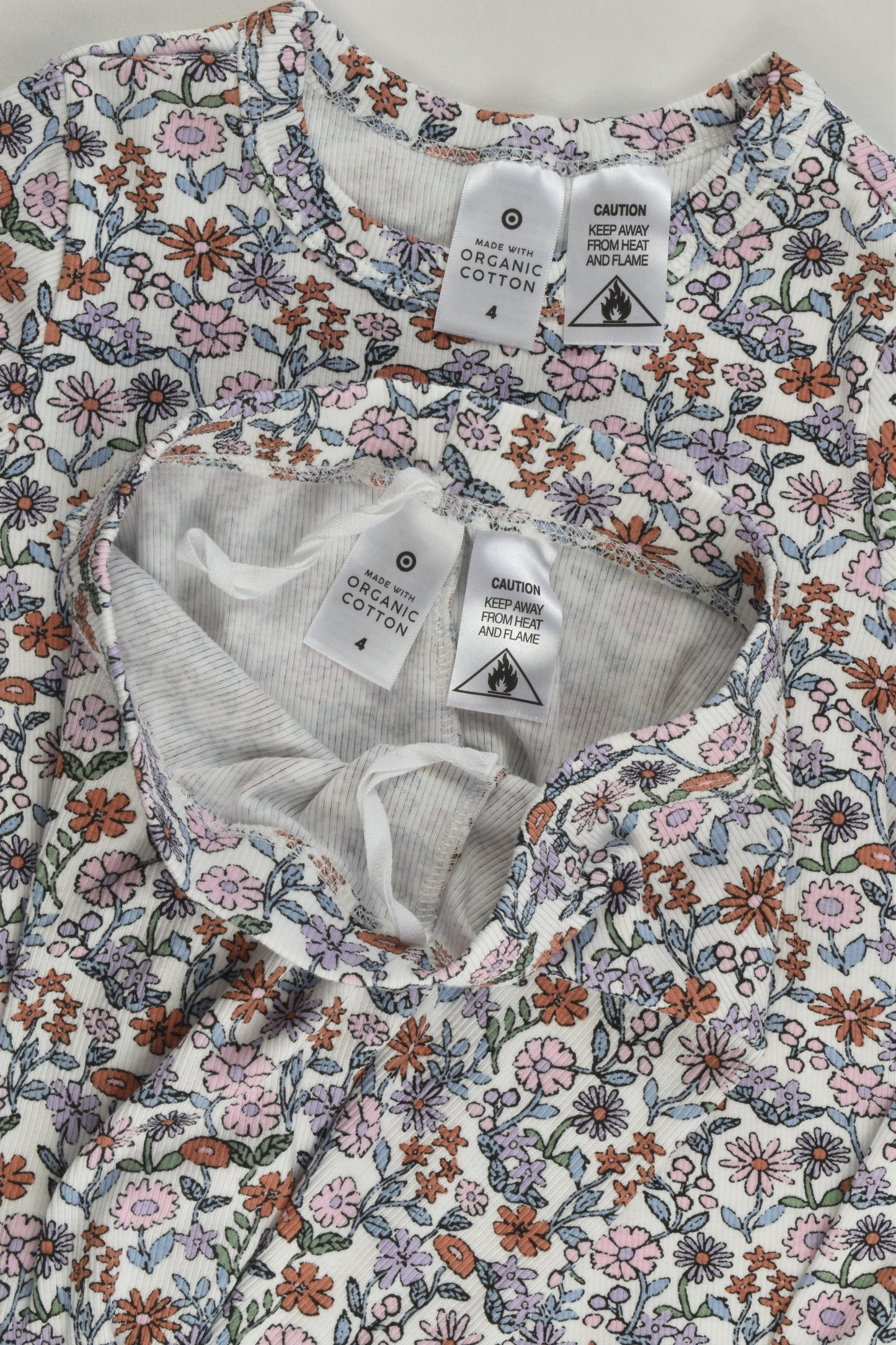 Target Size 4 Ribbed Floral Organic Pyjamas