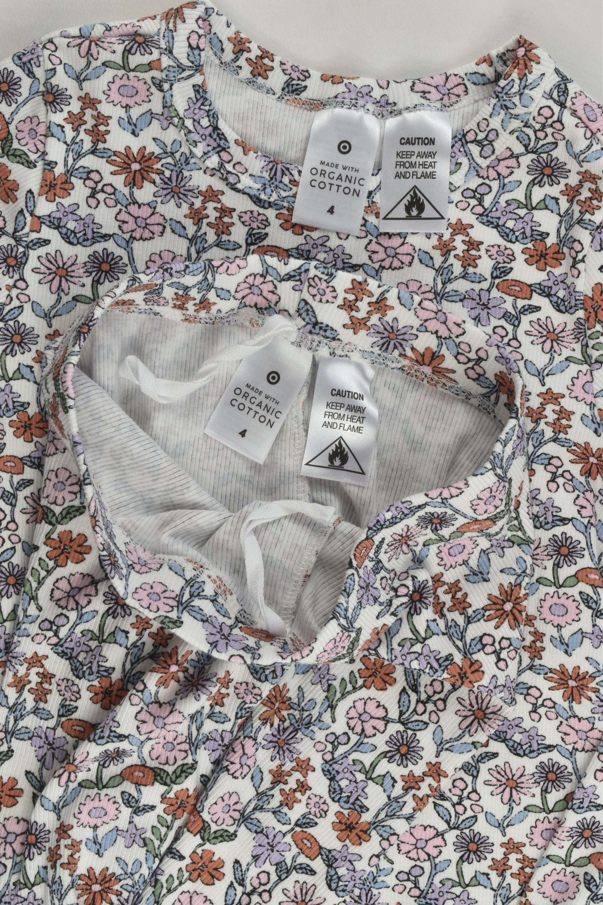 Target Size 4 Ribbed Floral Organic Pyjamas