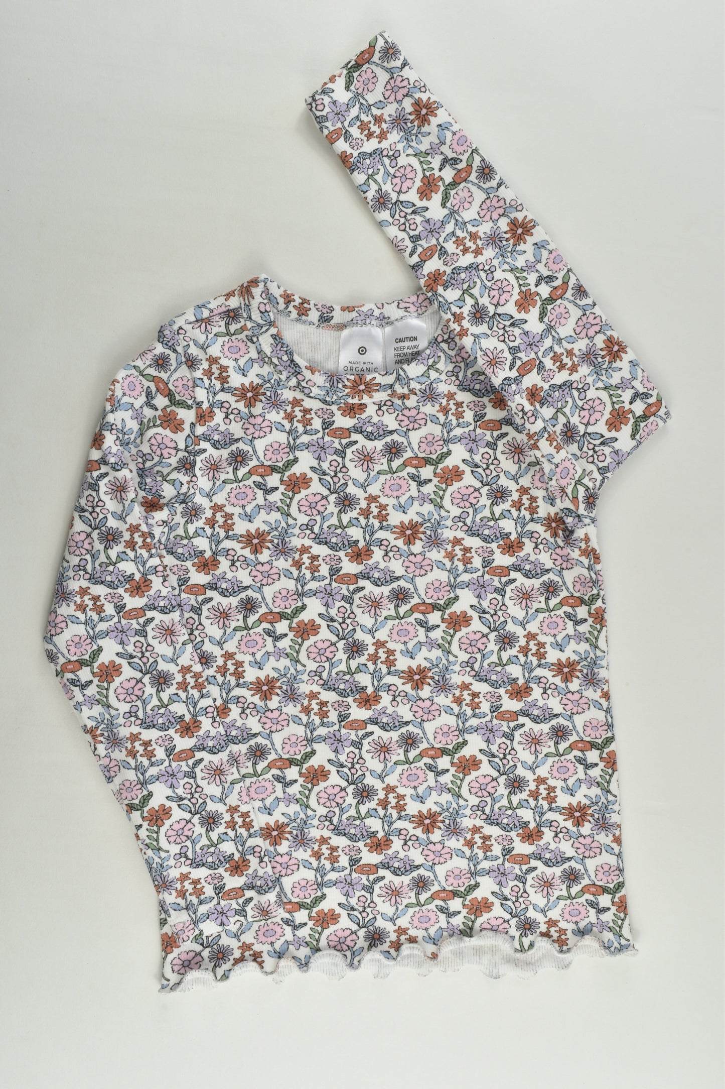 Target Size 4 Ribbed Floral Organic Pyjamas