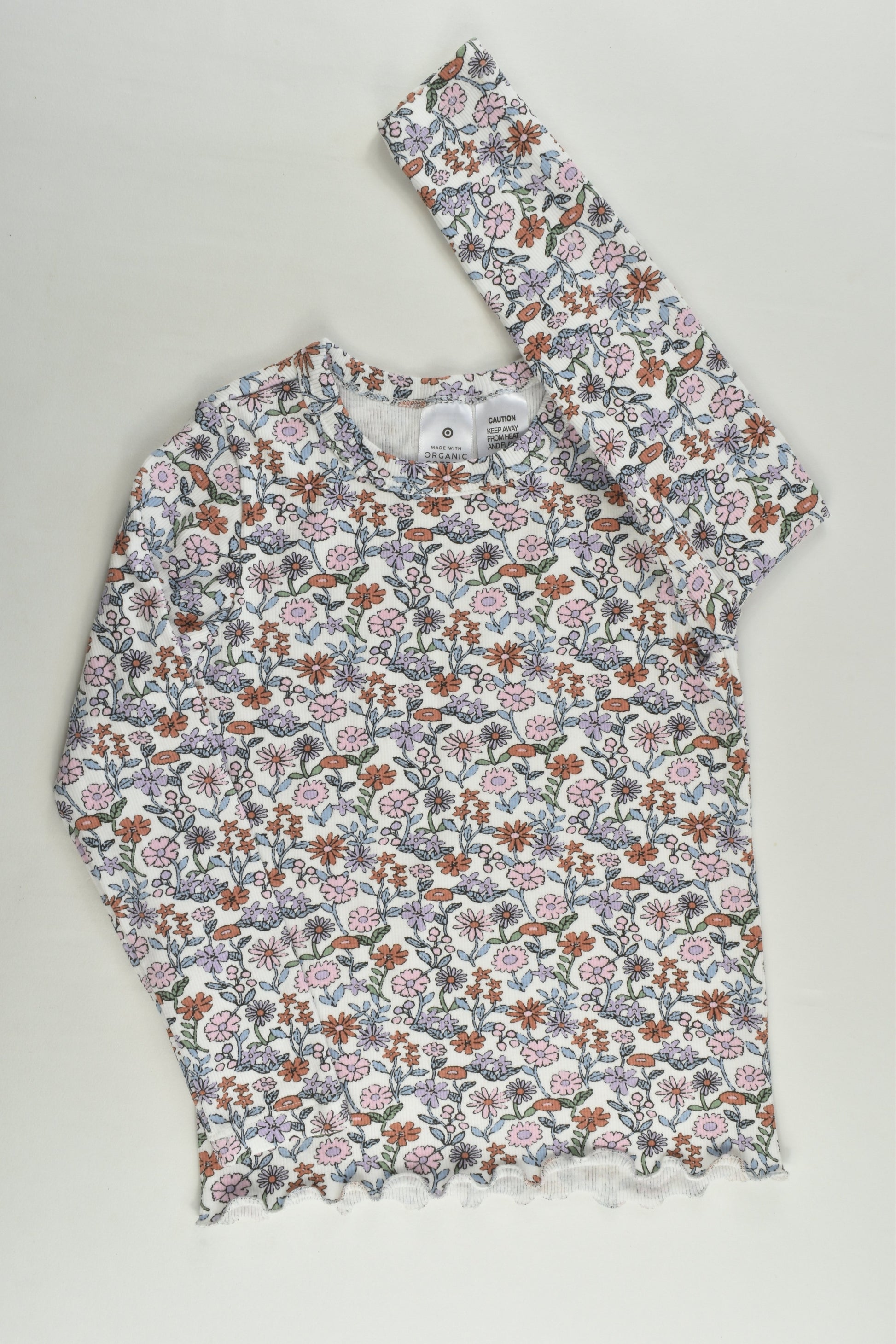 Target Size 4 Ribbed Floral Organic Pyjamas