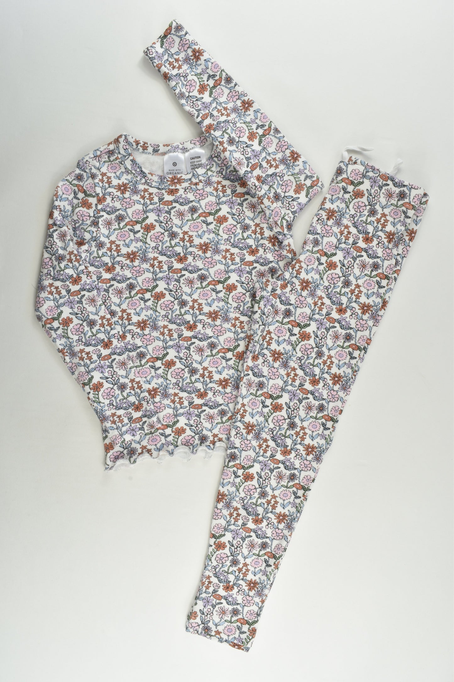 Target Size 4 Ribbed Floral Organic Pyjamas