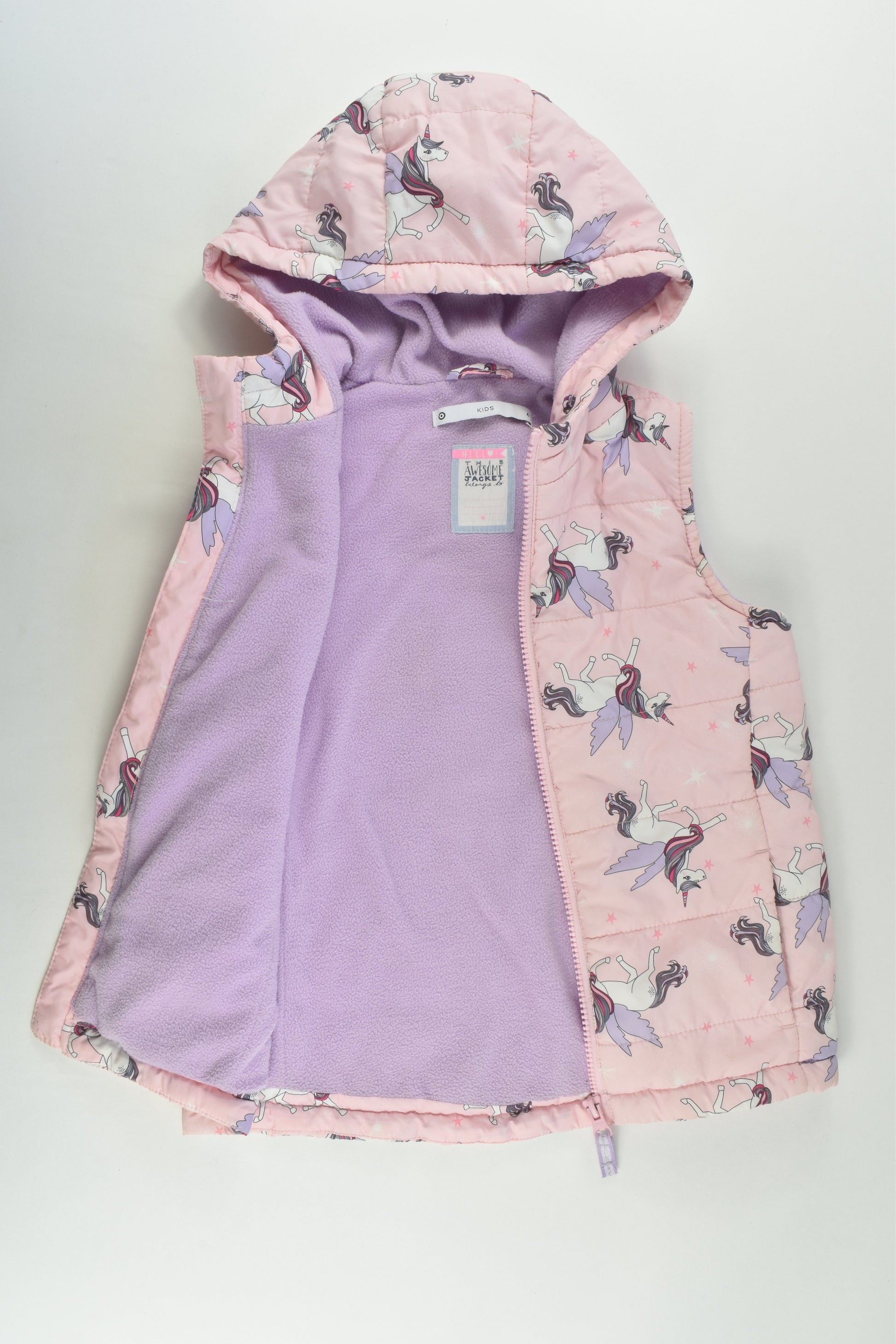 Target Size 6 Fleece Lined Hooded Unicorn Puffer Vest
