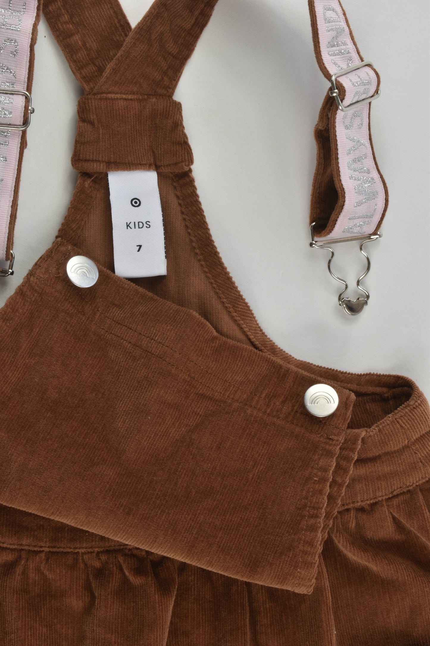 Target Size 7 Stretchy 'Always Be Kind' Cord Pinafore