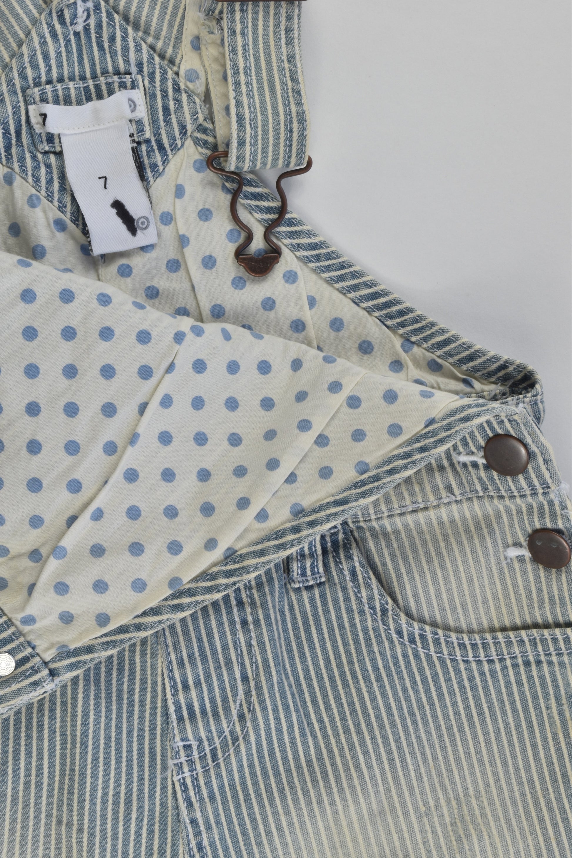 Target Size 7 Stretchy Striped Short Denim Overalls
