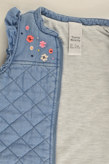 Teeny Weeny Size 0 (9-12 months) Padded Denim Vest with Floral Embroidery