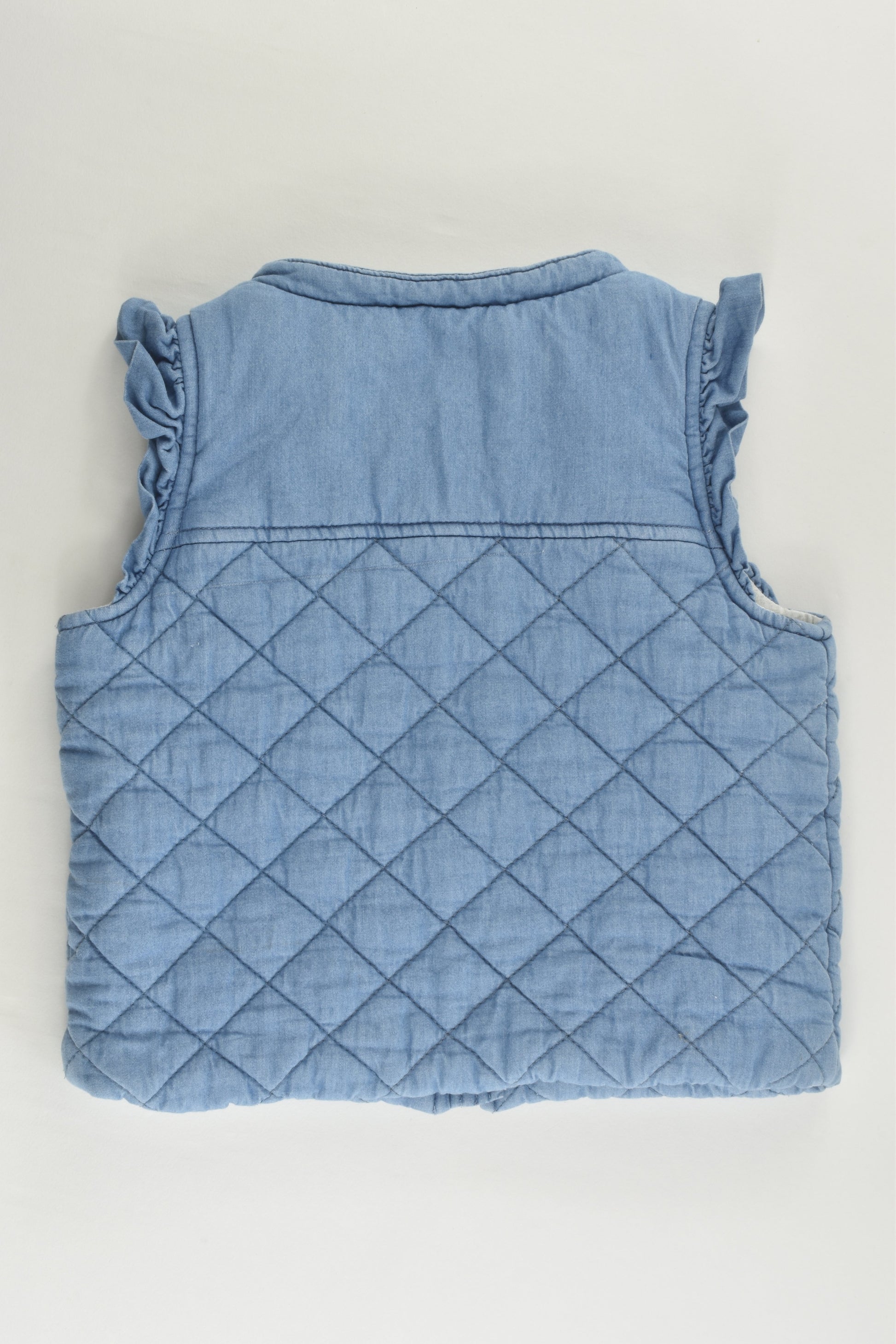 Teeny Weeny Size 0 (9-12 months) Padded Denim Vest with Floral Embroidery