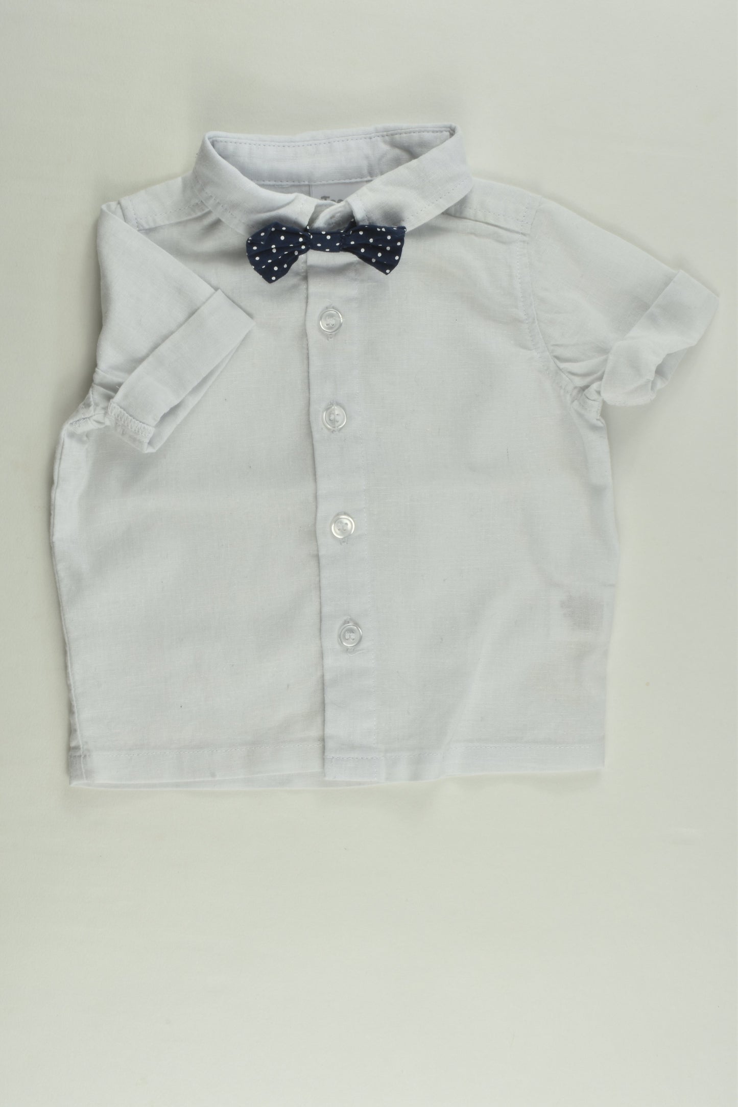 Teeny Weeny Size 000 Linen/Cotton Shirt with Bow