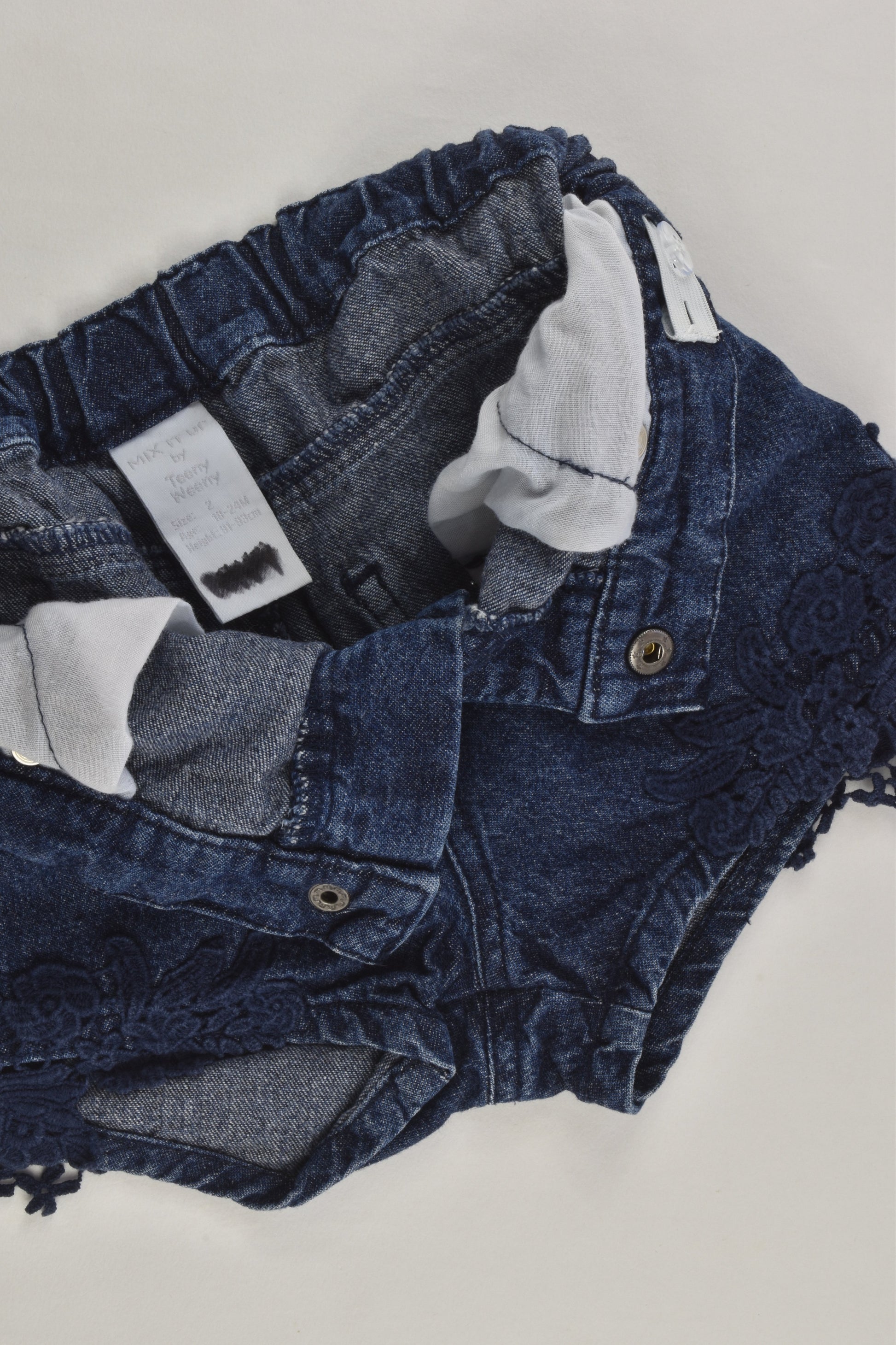 Teeny Weeny Size 2 Denim Shorts with Lace Detail