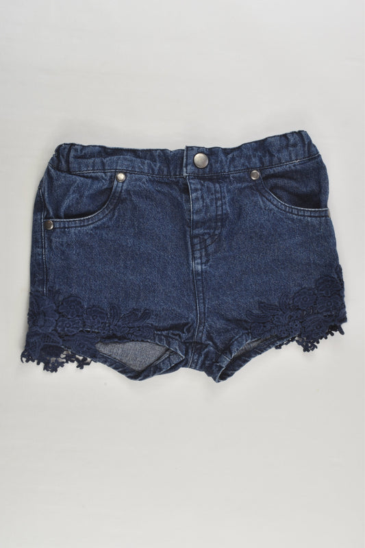 Teeny Weeny Size 2 Denim Shorts with Lace Detail