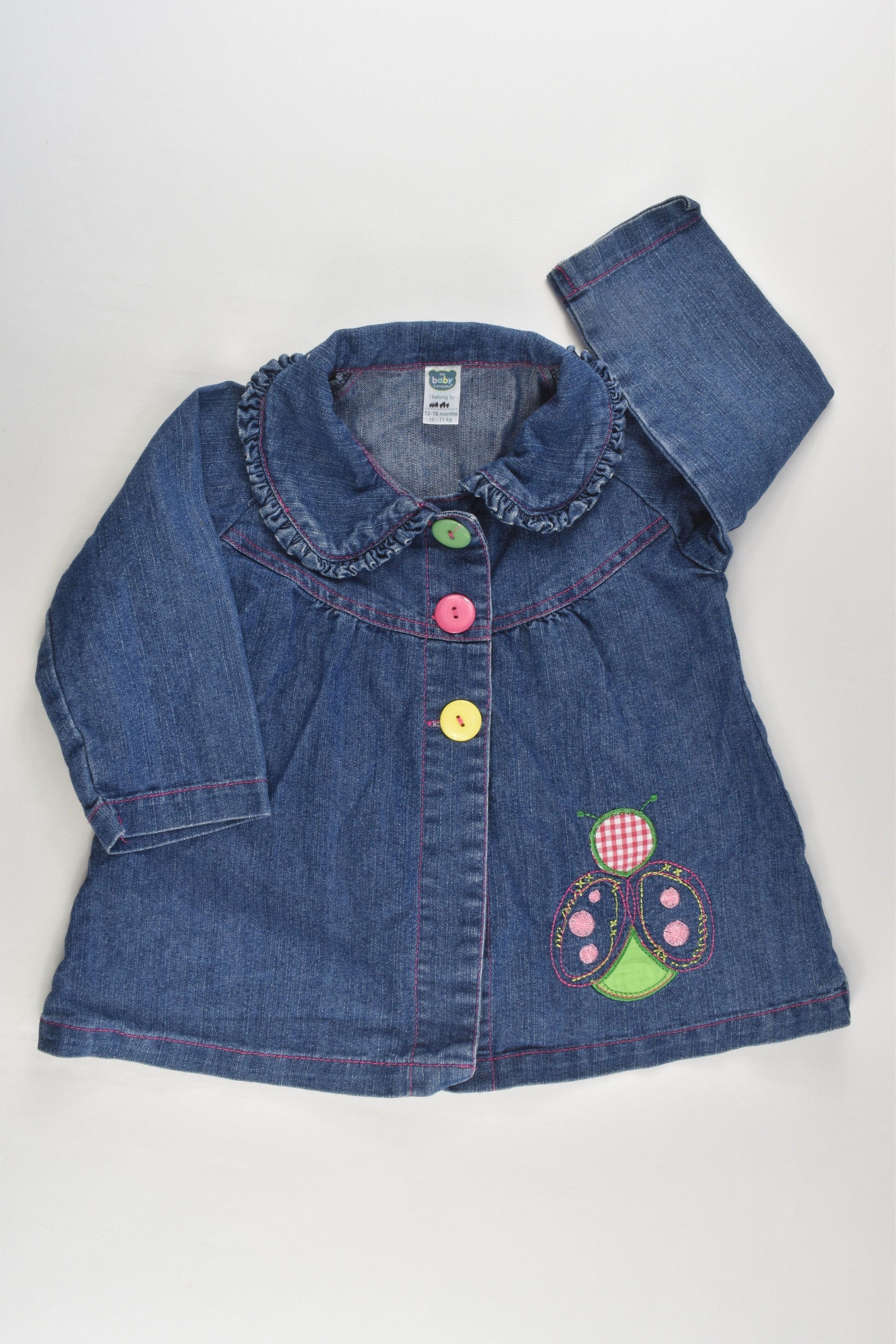 The Baby Company Size 1 Colourful Buttons and Ladybug Vintage (?) Denim Jacket
