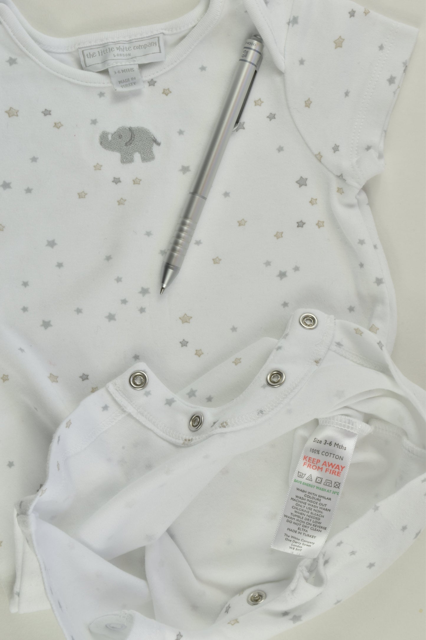 The Little White Company (London) Size 00 (3-6 months) Short Elephant Romper