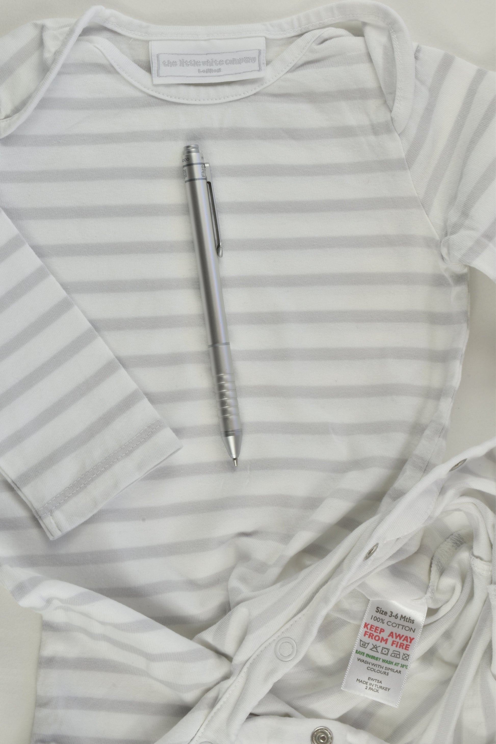 The Little White Company (London) Size 00 (3-6 months) Striped Romper