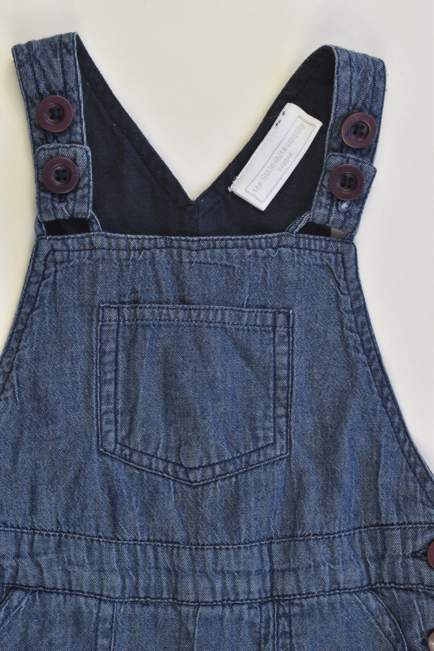 The Little White Company London Size 9-12 months Soft Lined Denim Overalls