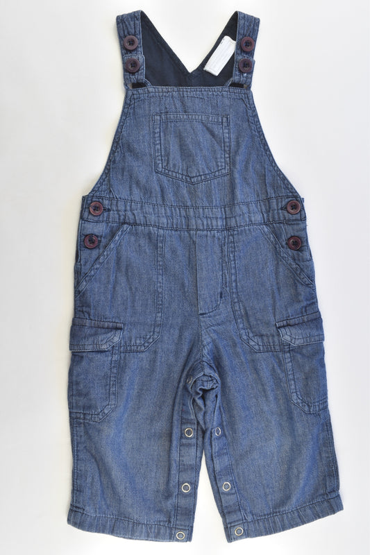 The Little White Company London Size 9-12 months Soft Lined Denim Overalls