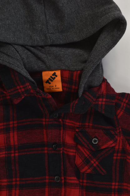 Tilt Size 2 Hooded Checked Casual Winter Shirt
