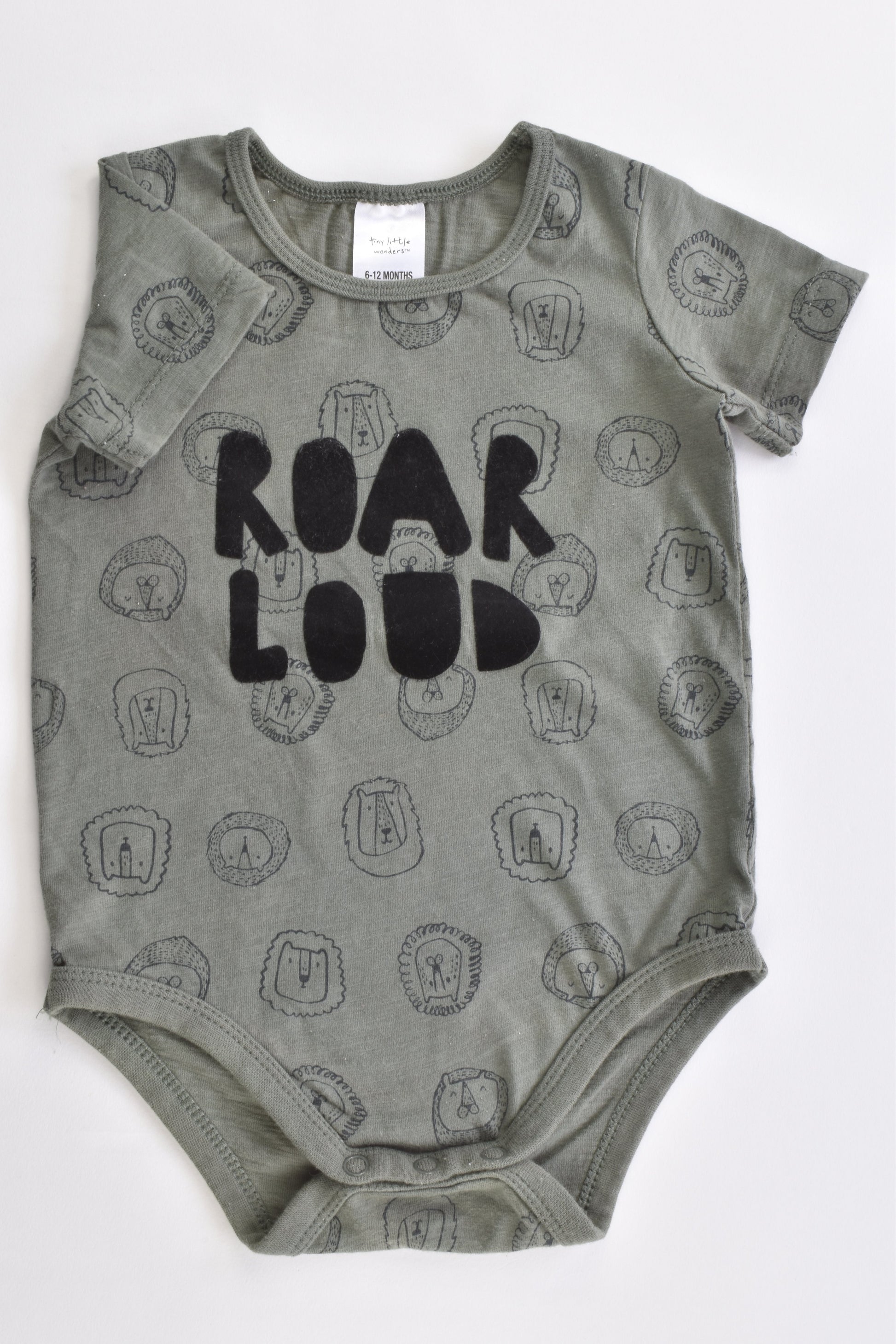 Tiny Little Wonders Size 0 (6-12 months, 76 cm) 'Roar Loud' Bodysuit