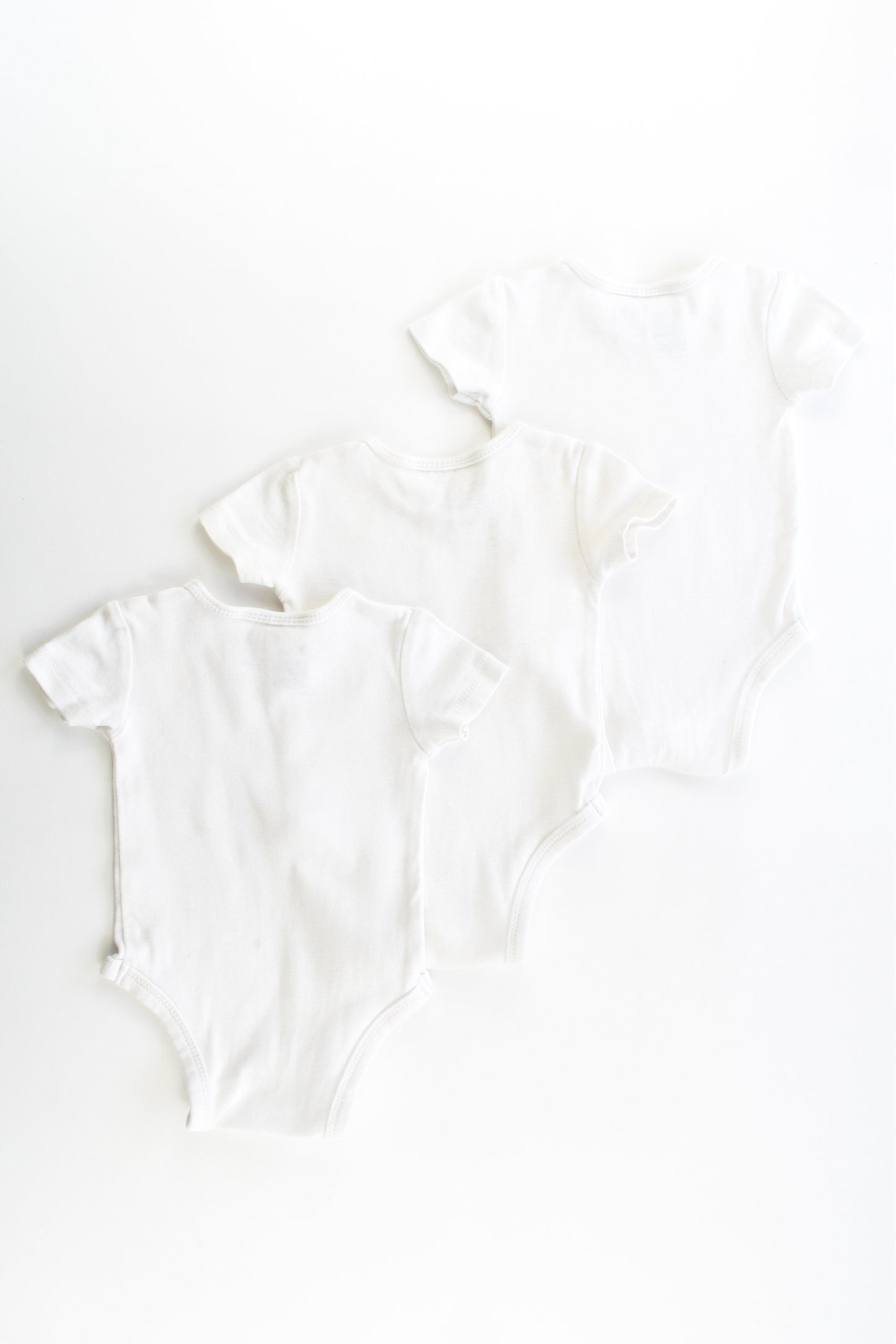 Tiny Little Wonders Size 000 (0-3 months) 3 White Cotton Bodysuits