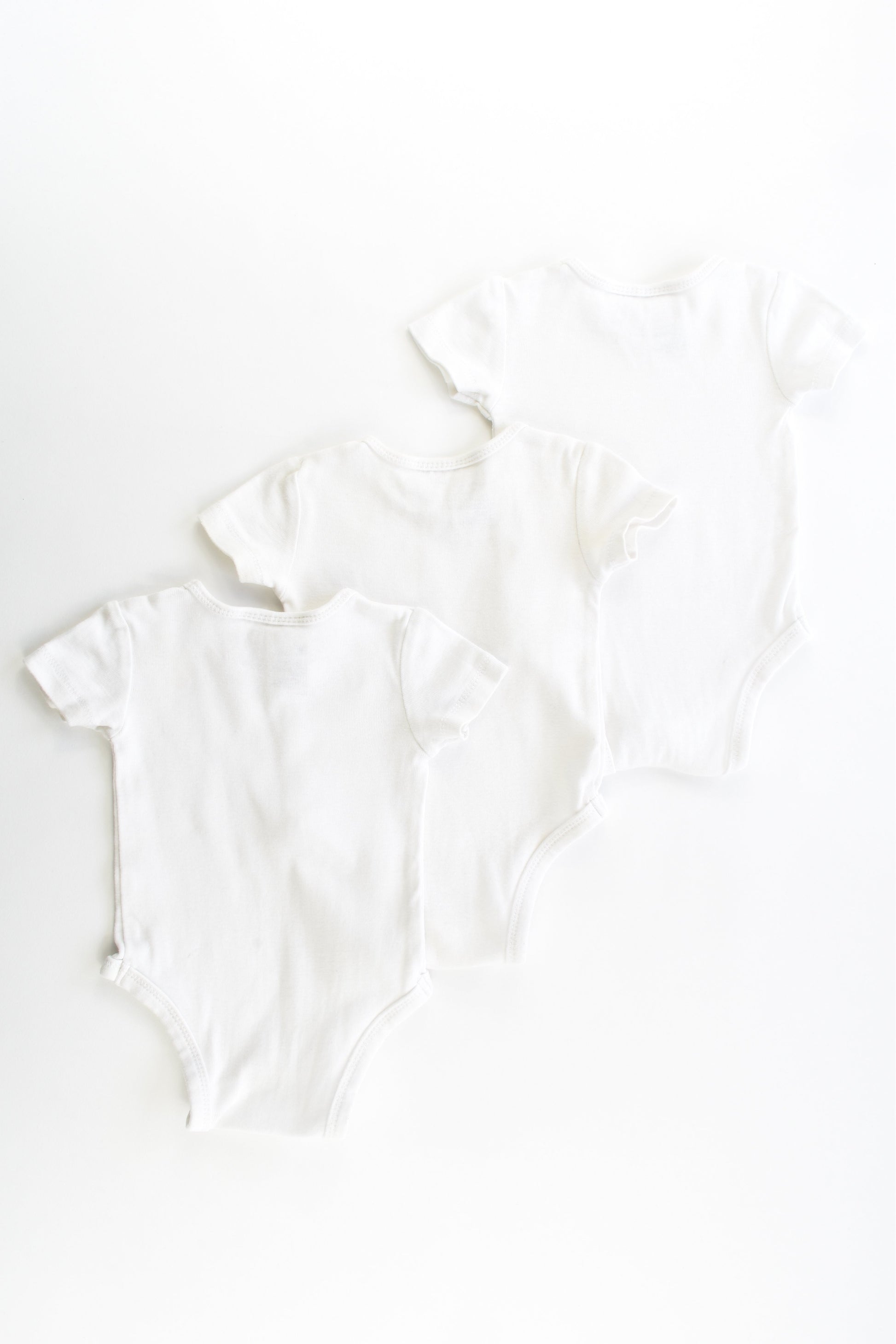Tiny Little Wonders Size 000 (0-3 months) 3 White Cotton Bodysuits