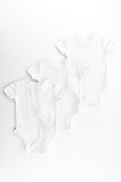 Tiny Little Wonders Size 000 (0-3 months) 3 White Cotton Bodysuits
