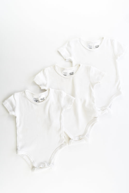 Tiny Little Wonders Size 000 (0-3 months) 3 White Cotton Bodysuits