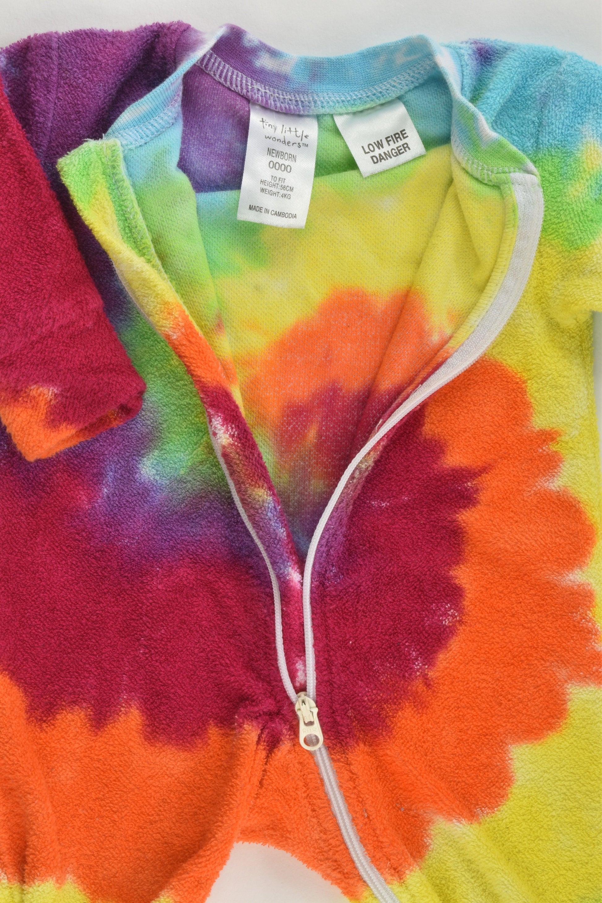 Tiny Little Wonders Size 0000 Tie-dye Footed Terry Romper