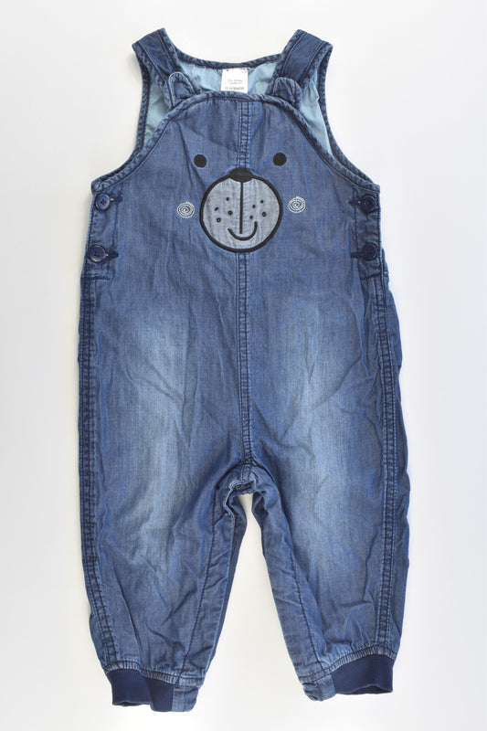 Tiny Little Wonders Size 1 (12-18 months) Bear Lined Soft Denim Overalls