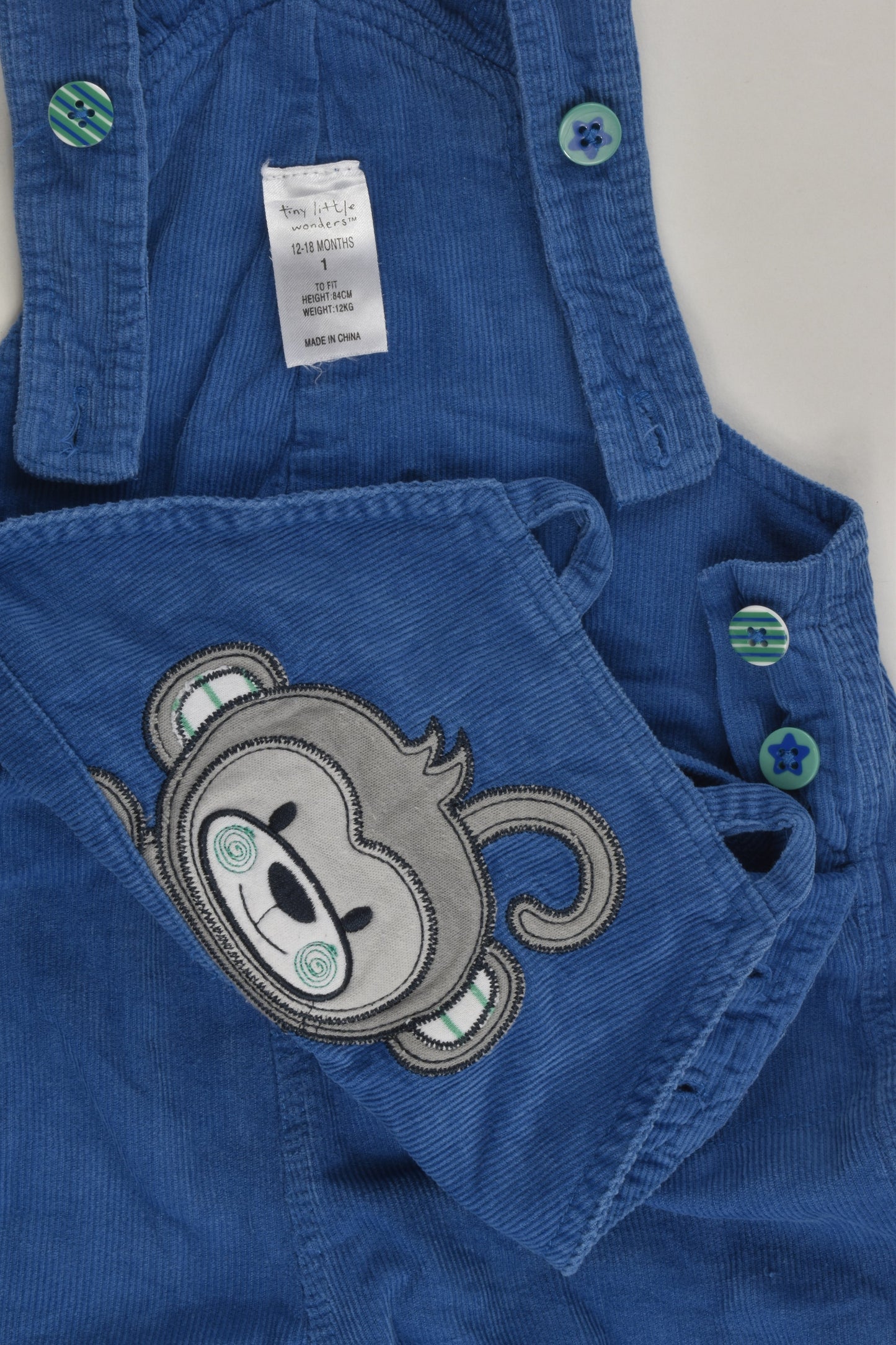 Tiny Little Wonders Size 1 Monkey Cord Overalls