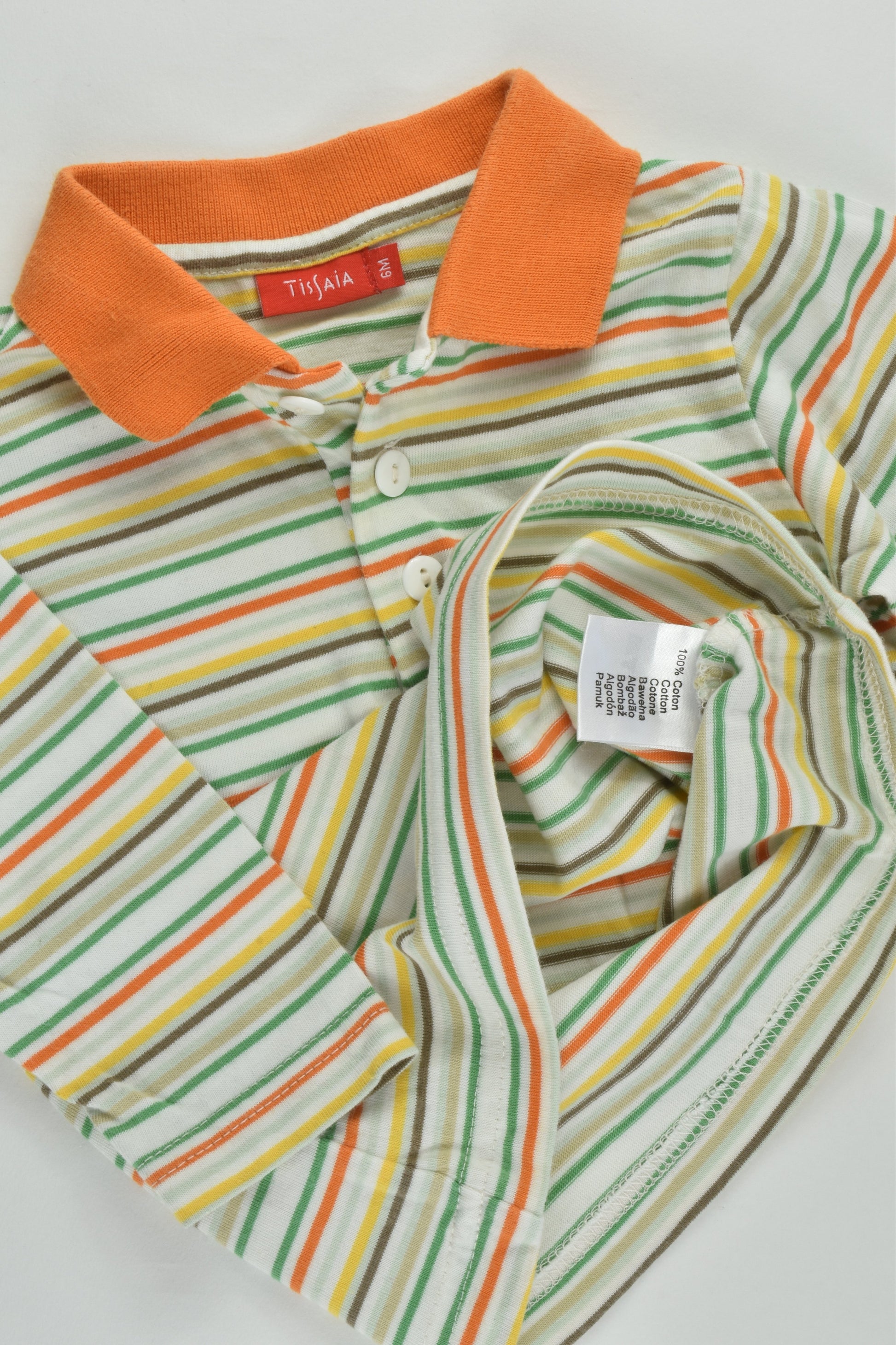 Tissaia Size 00 (6 months) Striped Collared Top