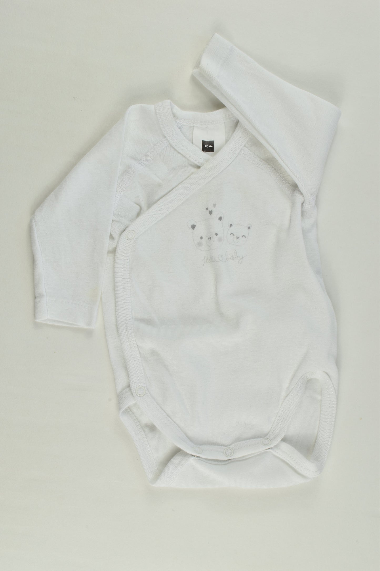 Tissaia Size 0000 (1 month) 'Hello Baby' Wrap Bodysuit